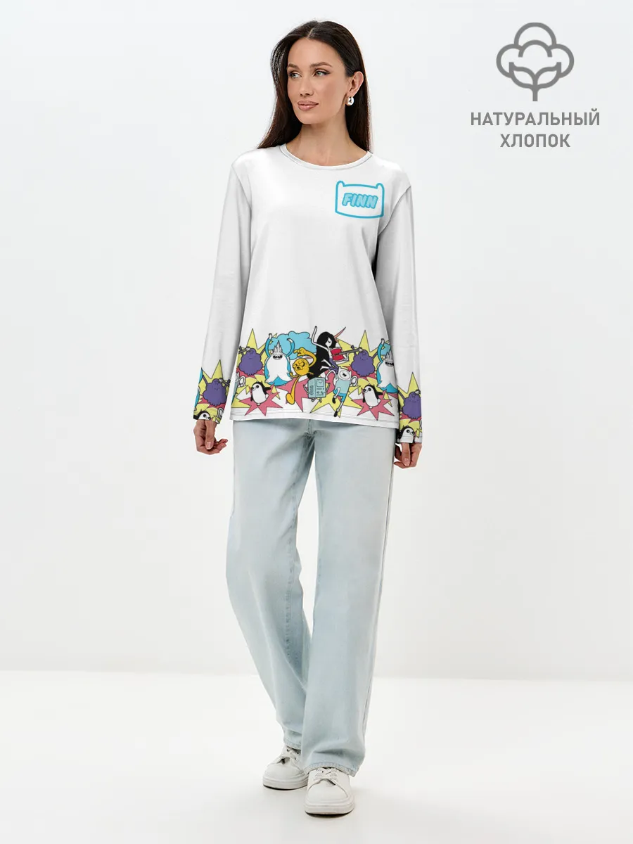 Лонгслив женский. Хлопок / Finn Adventure Time