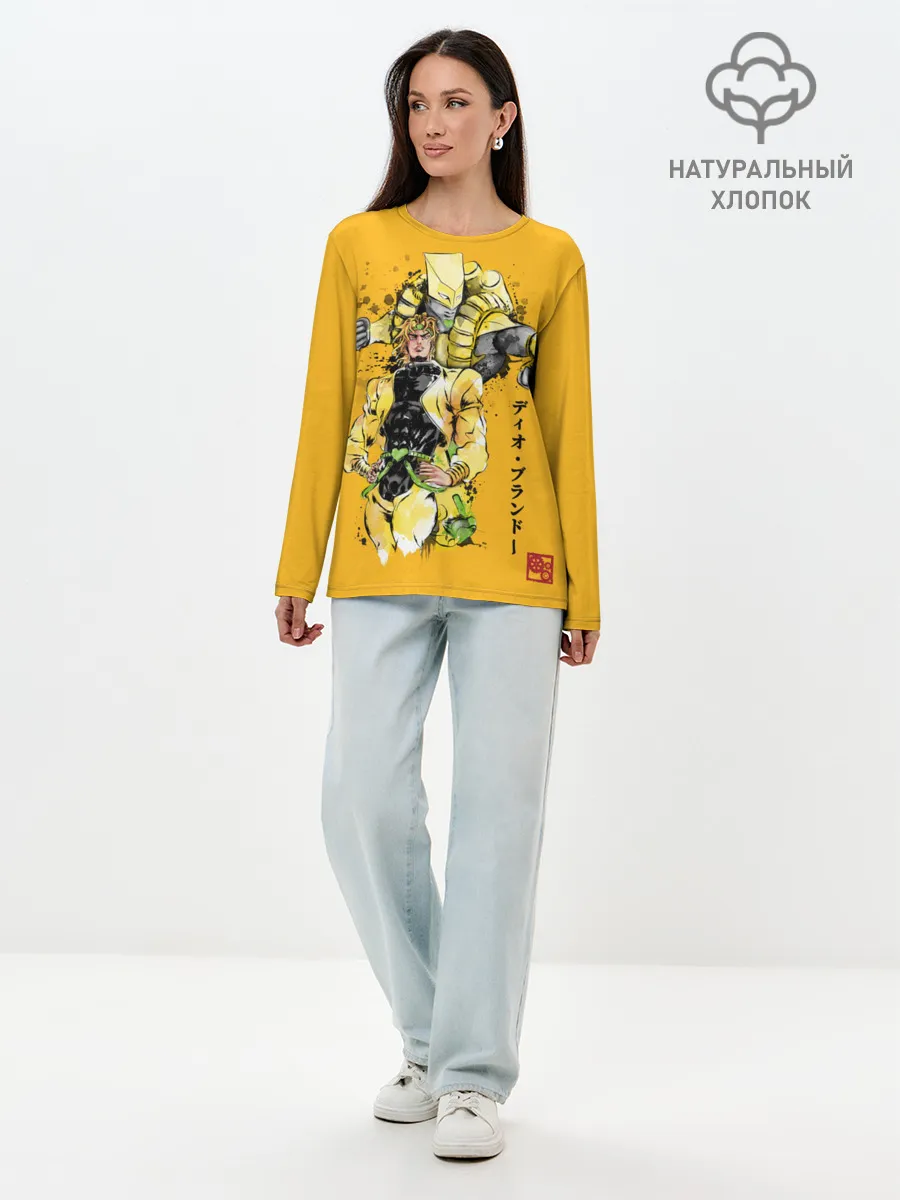 Лонгслив женский. Хлопок / За вардо на желтом
