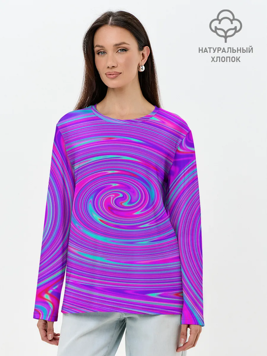 Лонгслив женский. Хлопок / Космическая футболка