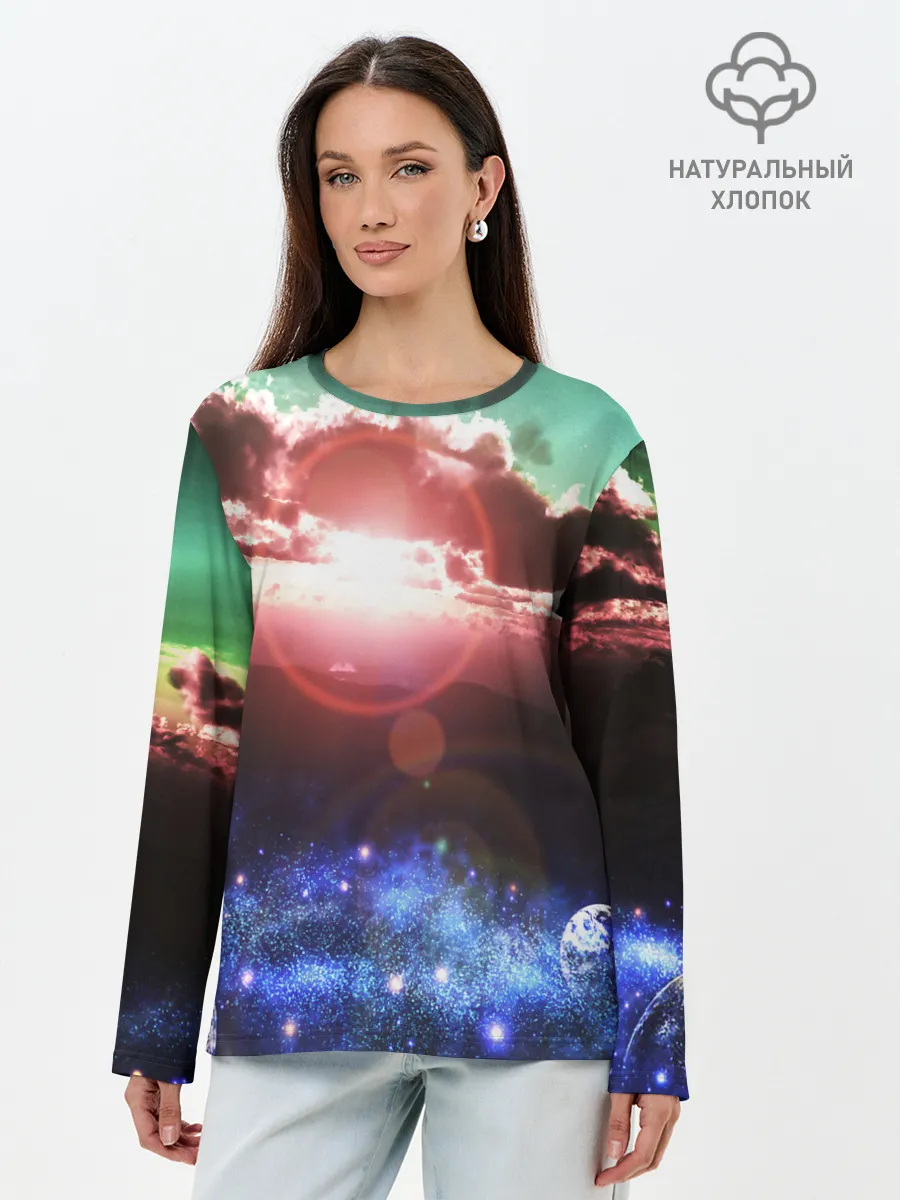 Лонгслив женский. Хлопок / ЗАКАТ НОЧНОЙ