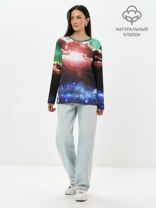 Лонгслив женский. Хлопок / ЗАКАТ НОЧНОЙ