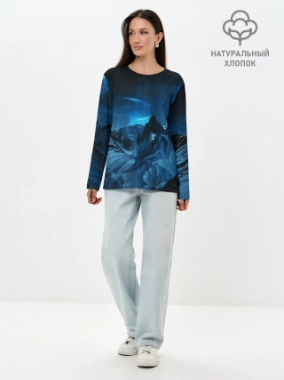 Лонгслив женский. Хлопок / Северное сияние