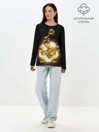 Лонгслив женский. Хлопок / Месси шестикратный