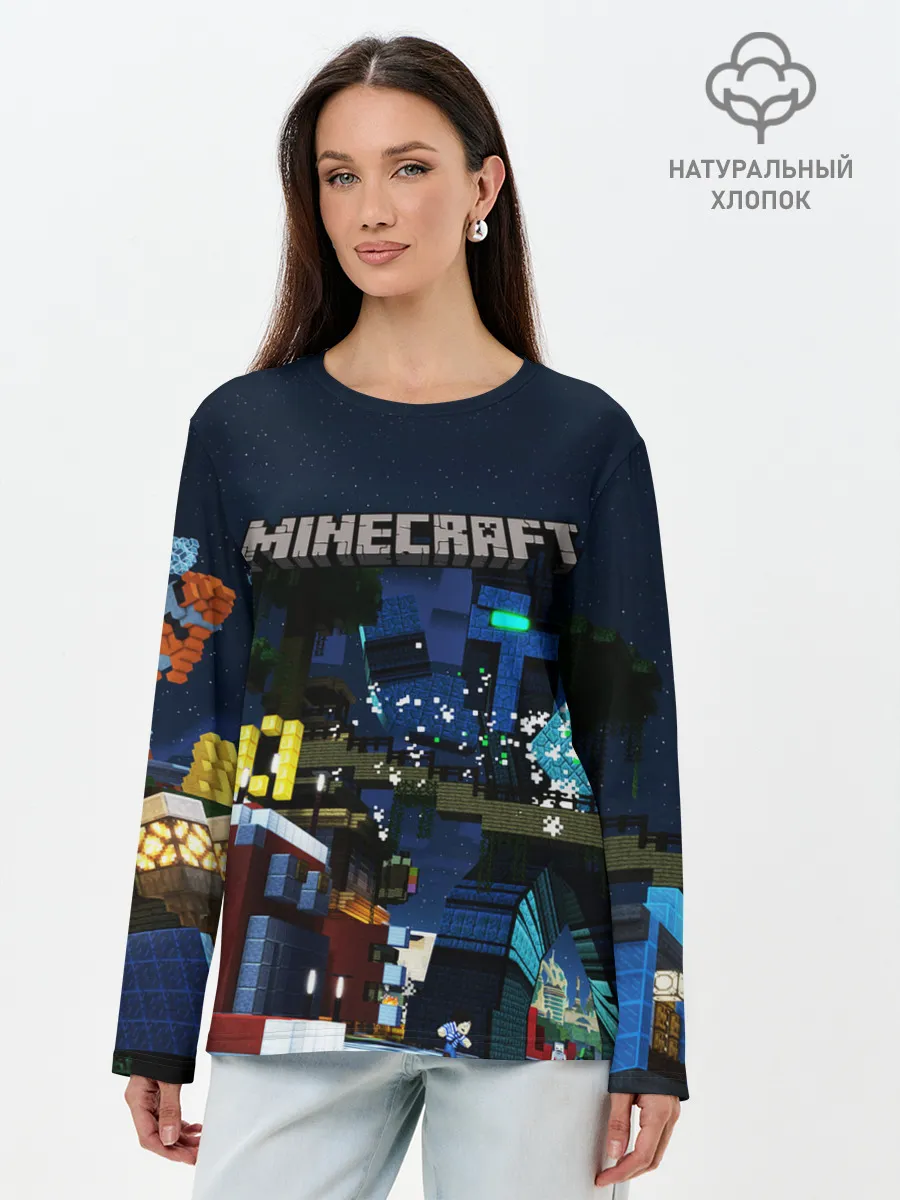 Лонгслив женский. Хлопок / MINECRAFT