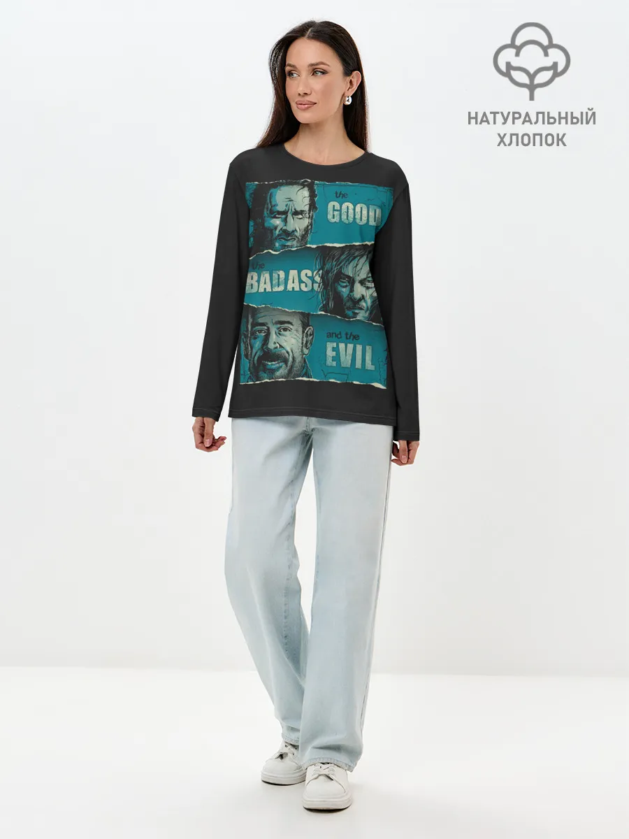Лонгслив женский. Хлопок / Good, Badass, Evil