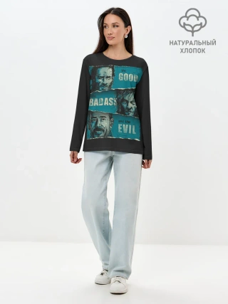 Лонгслив женский. Хлопок / Good, Badass, Evil