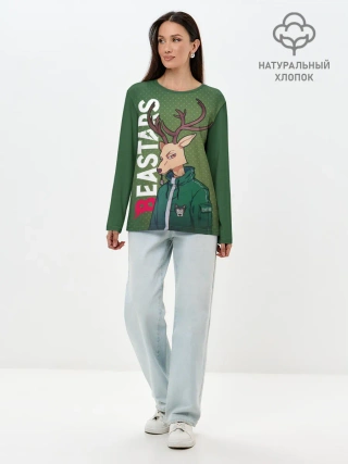 Лонгслив женский. Хлопок / Выдающиеся звери