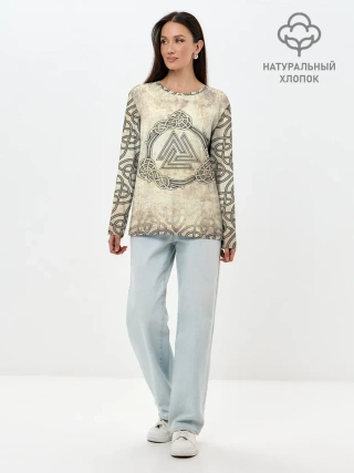 Лонгслив женский. Хлопок / Валькнут