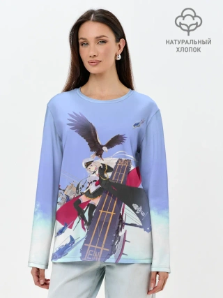 Лонгслив женский. Хлопок / Лазурный путь