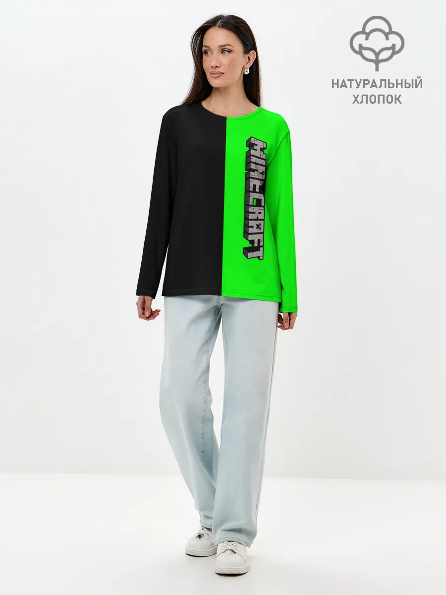 Лонгслив женский. Хлопок / Minecraft