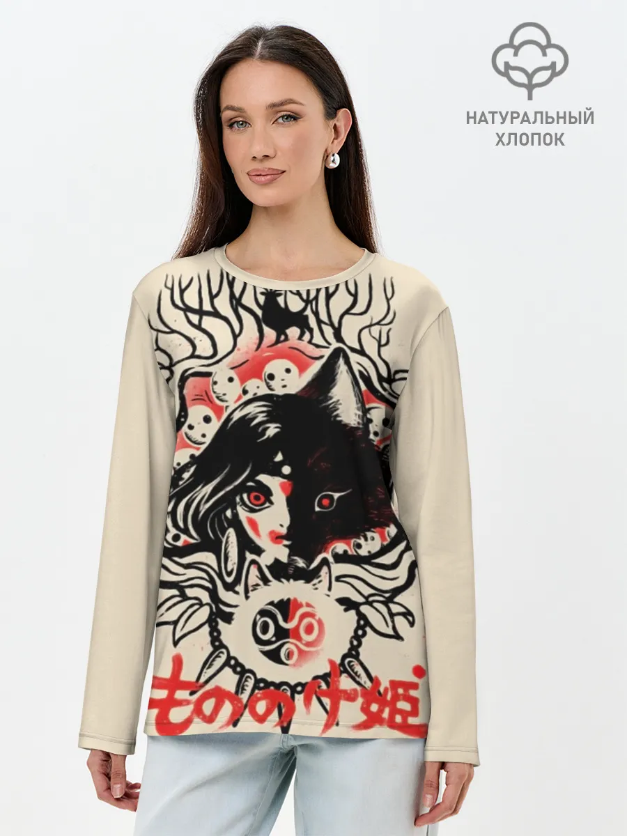 Лонгслив женский. Хлопок / Принцесса Мононоке
