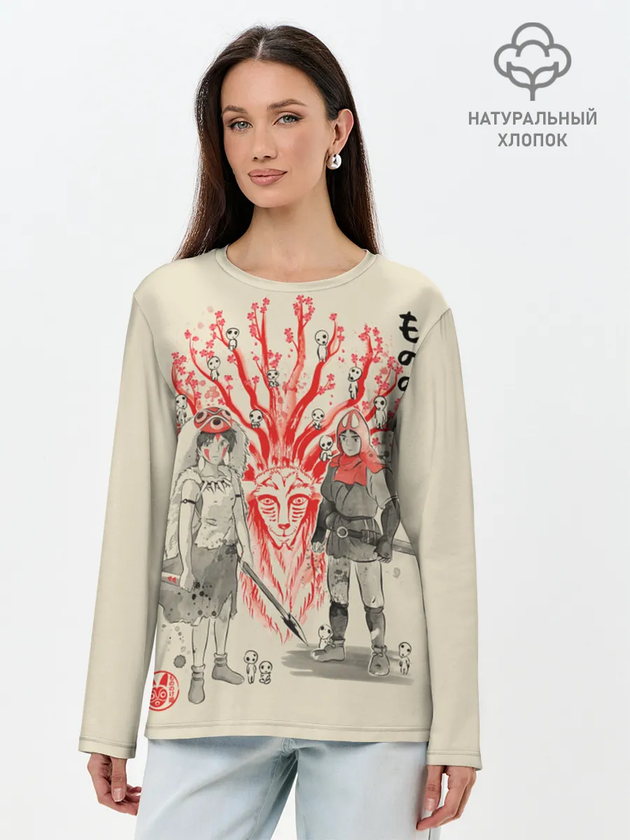 Лонгслив женский. Хлопок / Принцесса Мононоке