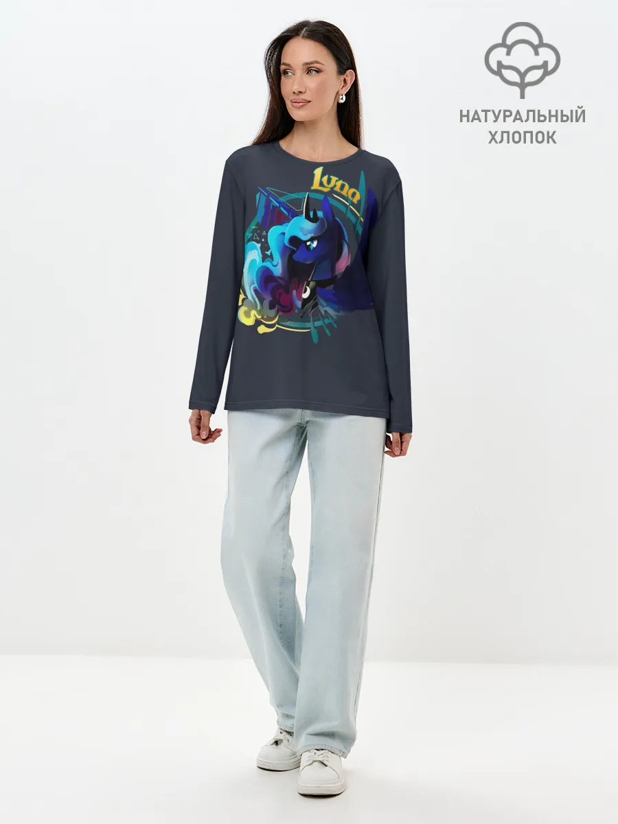 Лонгслив женский. Хлопок / My little pony Luna