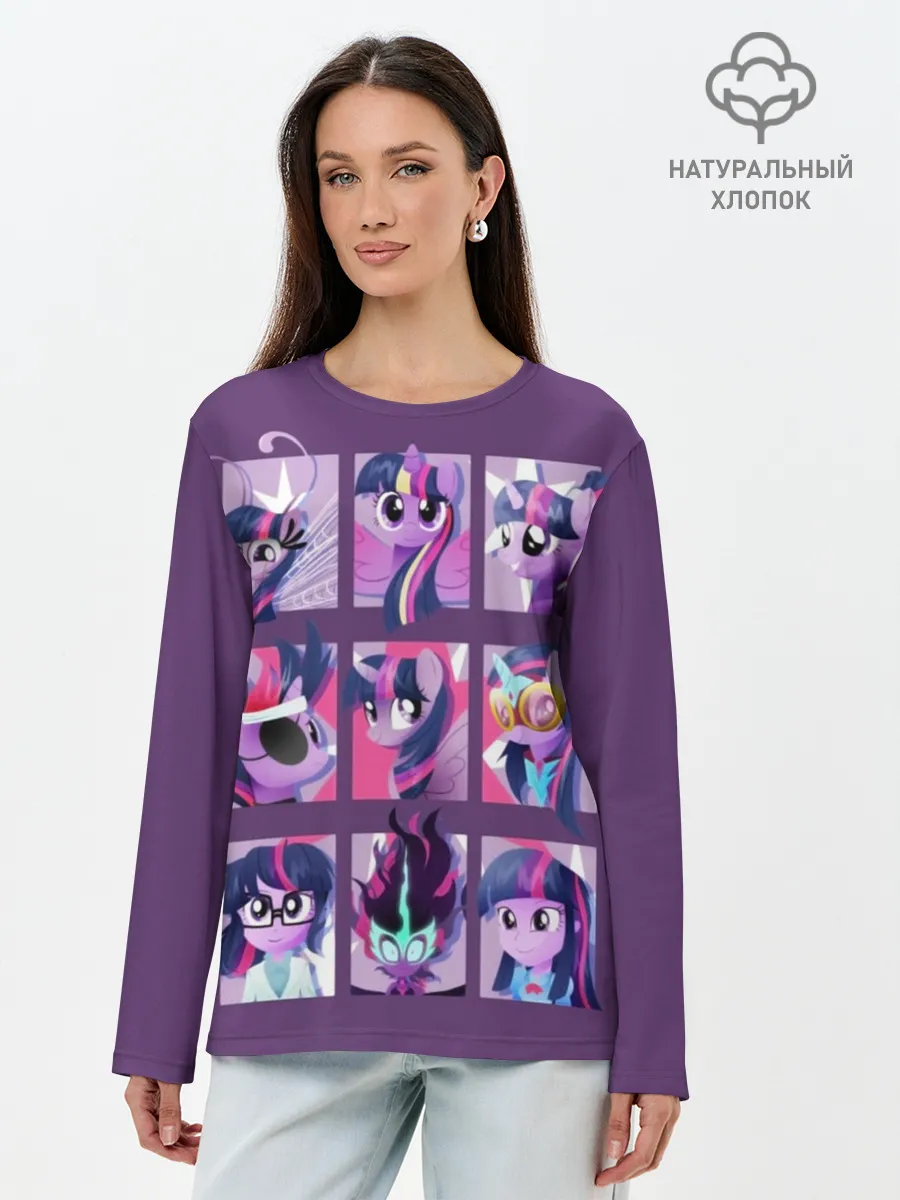Лонгслив женский. Хлопок / Мой маленький пони