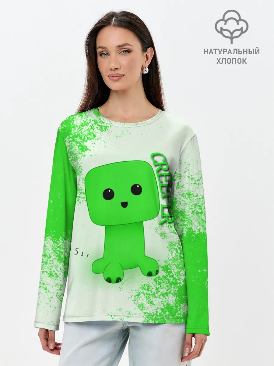 Лонгслив женский. Хлопок / MINECRAFT CREEPER
