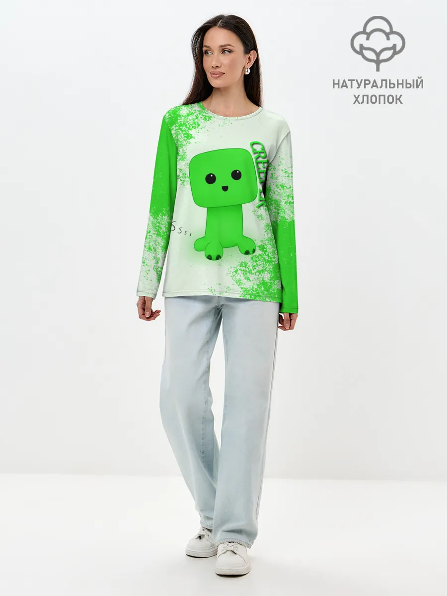 Лонгслив женский. Хлопок / MINECRAFT CREEPER