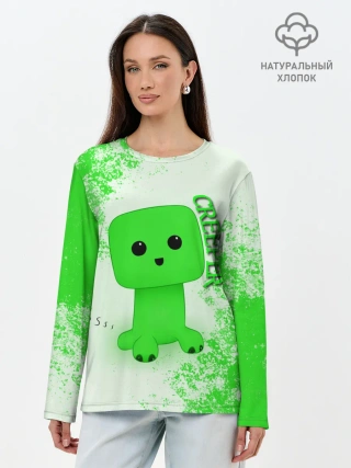 Лонгслив женский. Хлопок / MINECRAFT CREEPER