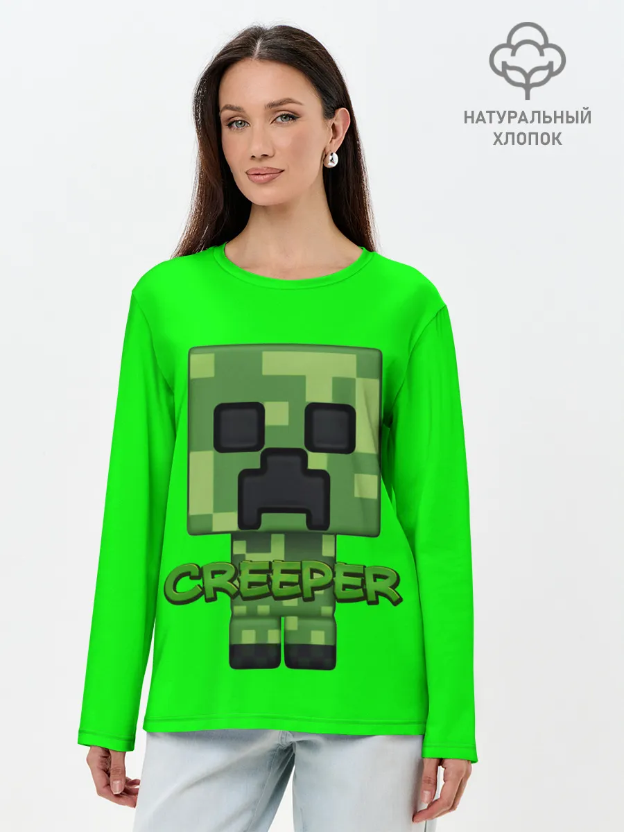 Лонгслив женский. Хлопок / MINECRAFT CREEPER