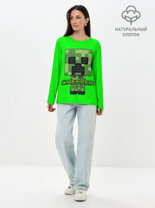 Лонгслив женский. Хлопок / MINECRAFT CREEPER