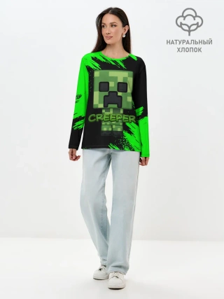 Лонгслив женский. Хлопок / MINECRAFT CREEPER