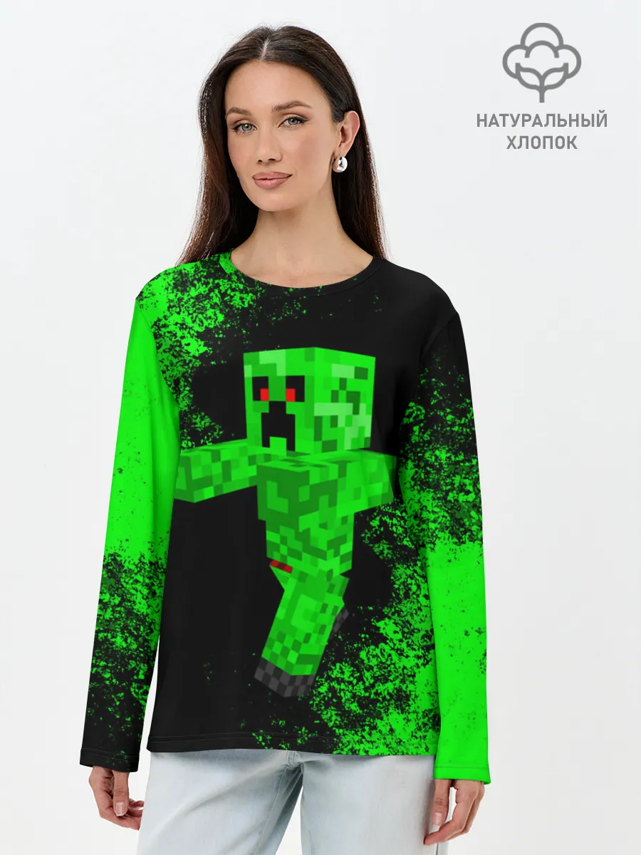 Лонгслив женский. Хлопок / MINECRAFT