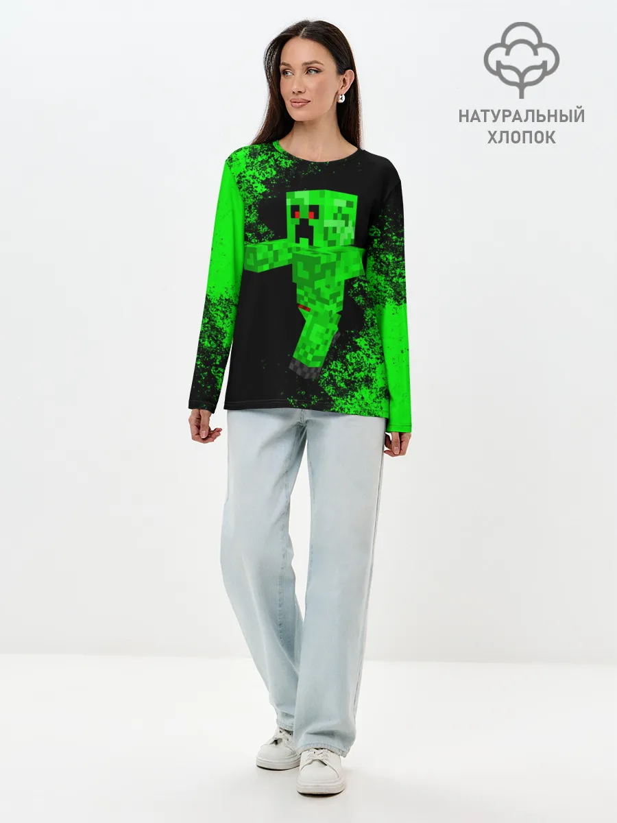 Лонгслив женский. Хлопок / MINECRAFT