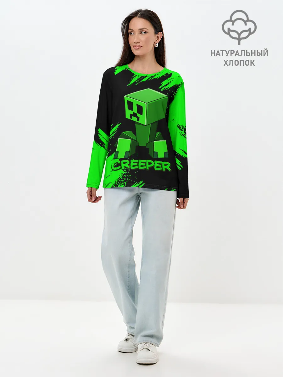 Лонгслив женский. Хлопок / MINECRAFT CREEPER