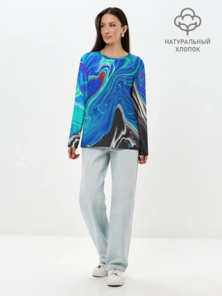 Лонгслив женский. Хлопок / КИСЛОТНЫЙ АКРИЛ