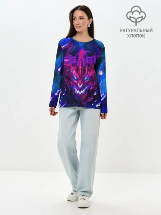 Лонгслив женский. Хлопок / CS GO + текстура ТОП