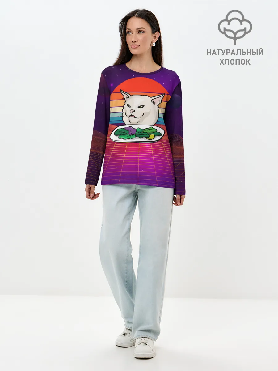 Лонгслив женский. Хлопок / Woman yelling at a cat