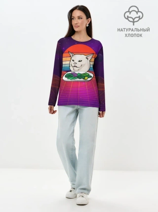 Лонгслив женский. Хлопок / Woman yelling at a cat