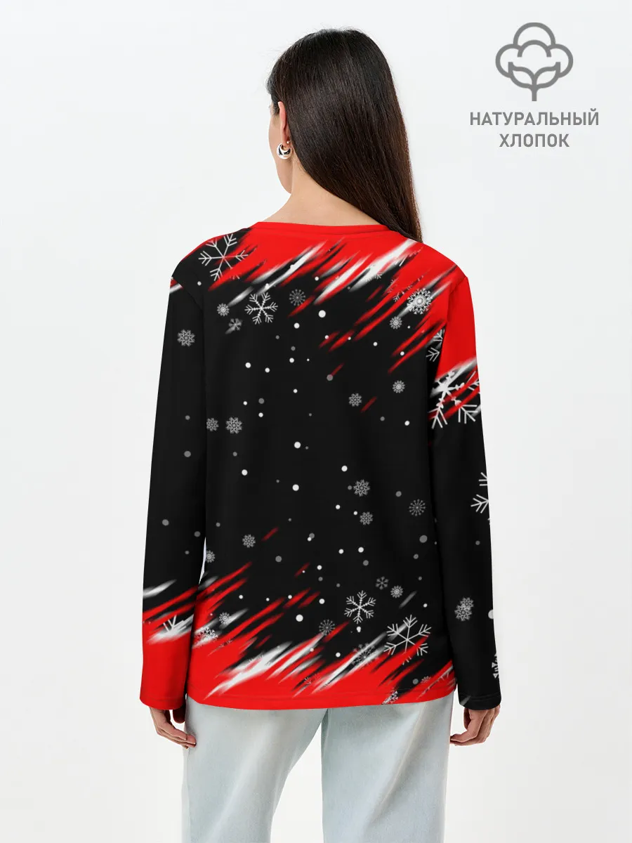 Лонгслив женский. Хлопок / HAZBIN HOTEL НОВОГОДНИЙ.