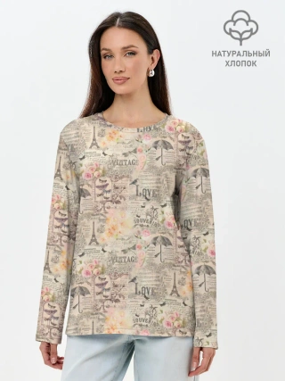 Лонгслив женский. Хлопок / Paris vintage theme