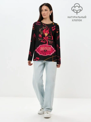 Лонгслив женский. Хлопок / HAZBIN HOTEL ALASTOR.
