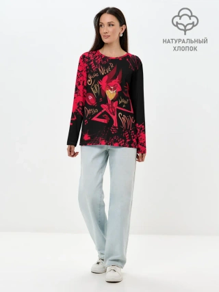 Лонгслив женский. Хлопок / HAZBIN HOTEL ALASTOR.