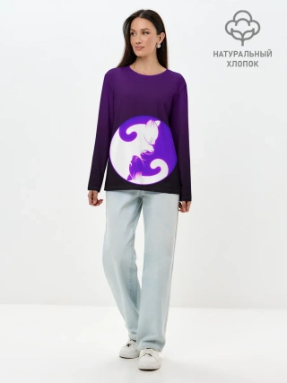 Лонгслив женский. Хлопок / Кошачий Инь - Янь