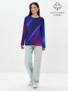 Лонгслив женский. Хлопок / фиолетово 3d волны 2020