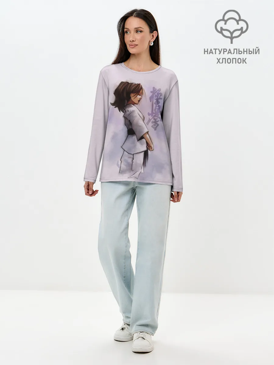 Лонгслив женский. Хлопок / Кёкусинкай девушка