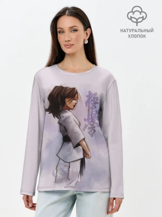 Лонгслив женский. Хлопок / Кёкусинкай девушка