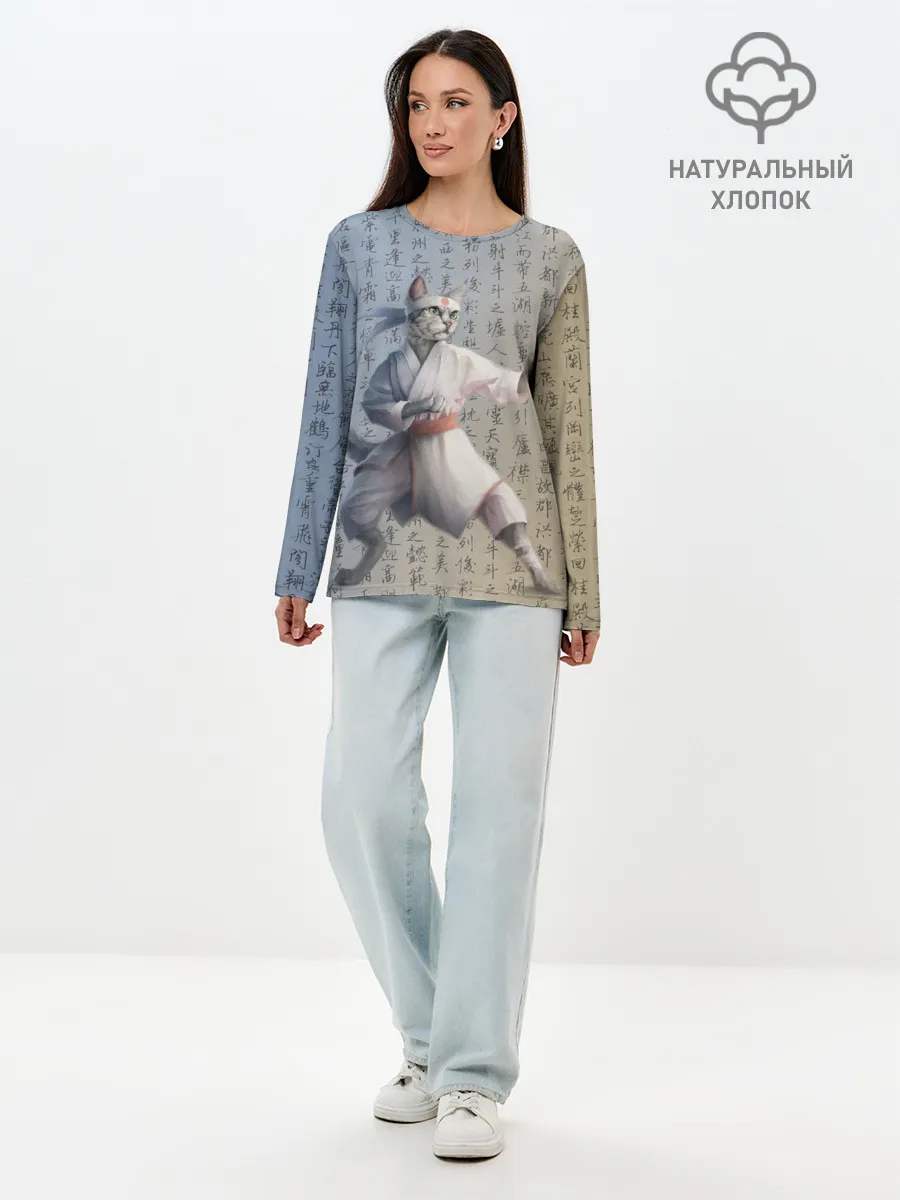 Лонгслив женский. Хлопок / Karate cat