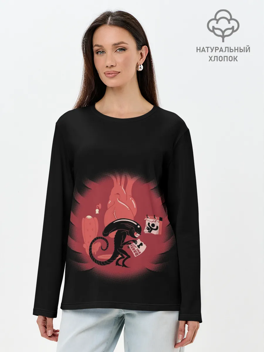Лонгслив женский. Хлопок / Чужой внутри меня