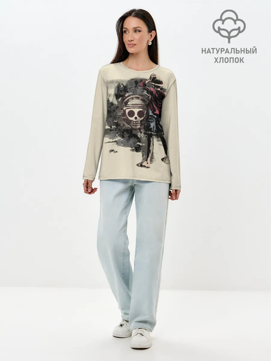 Лонгслив женский. Хлопок / Пиратский остров One Piece