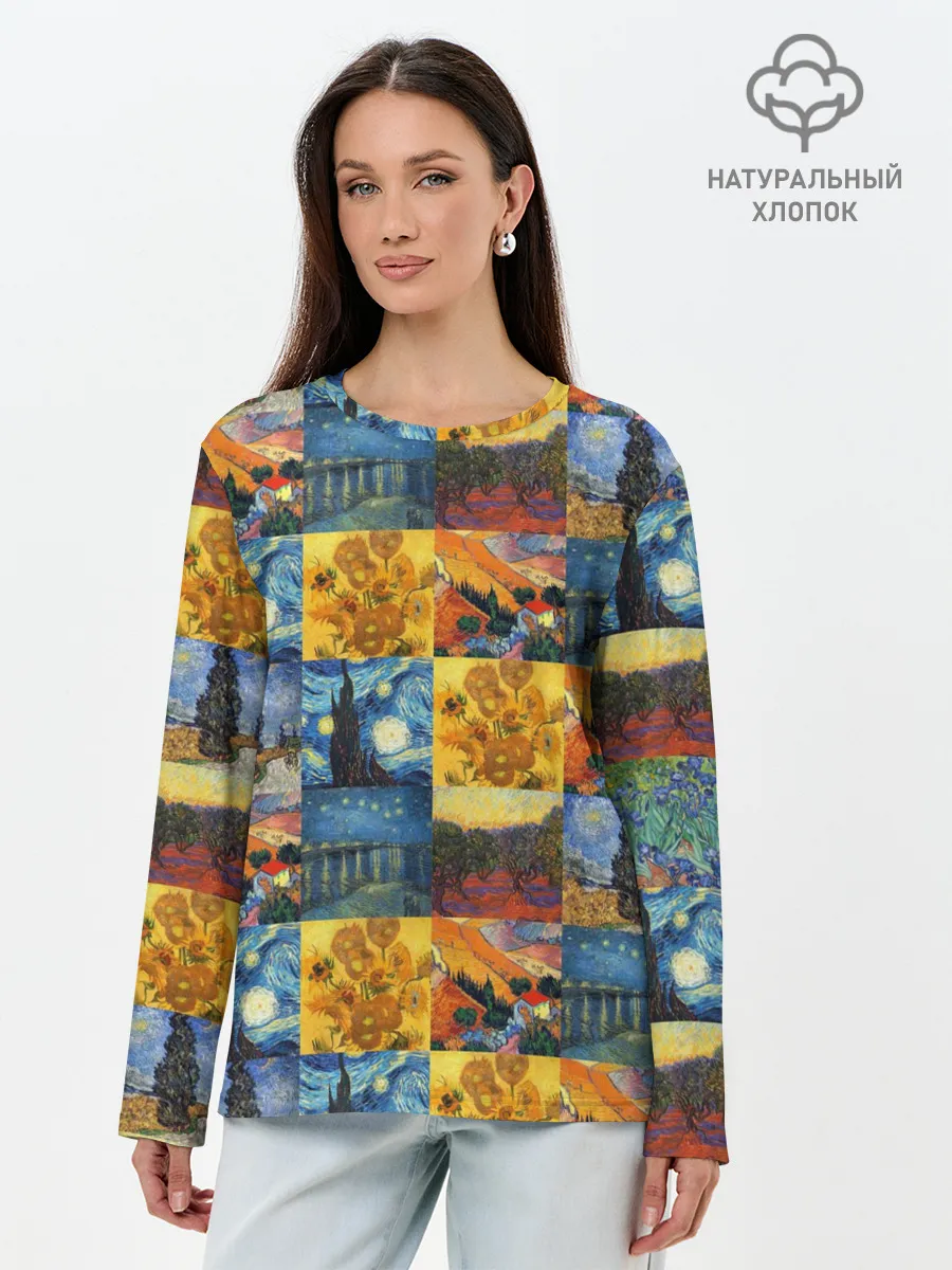 Лонгслив женский. Хлопок / Картины Ван Гога