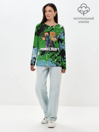 Лонгслив женский. Хлопок / Minecraft / Майнкрафт