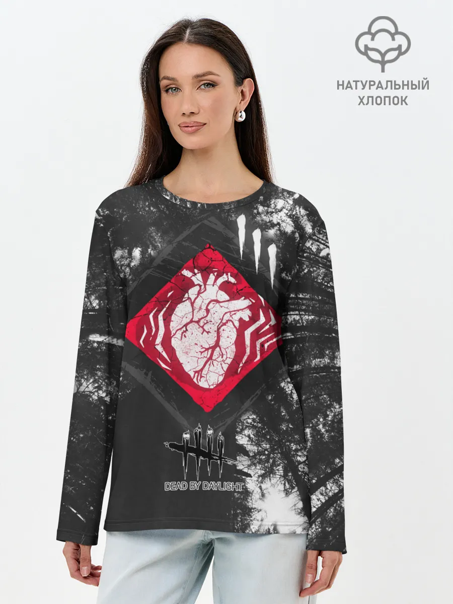 Лонгслив женский. Хлопок / DBD - beating heart