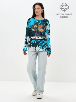 Лонгслив женский. Хлопок / Minecraft / Майнкрафт