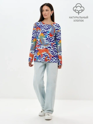 Лонгслив женский. Хлопок / Карп Кои