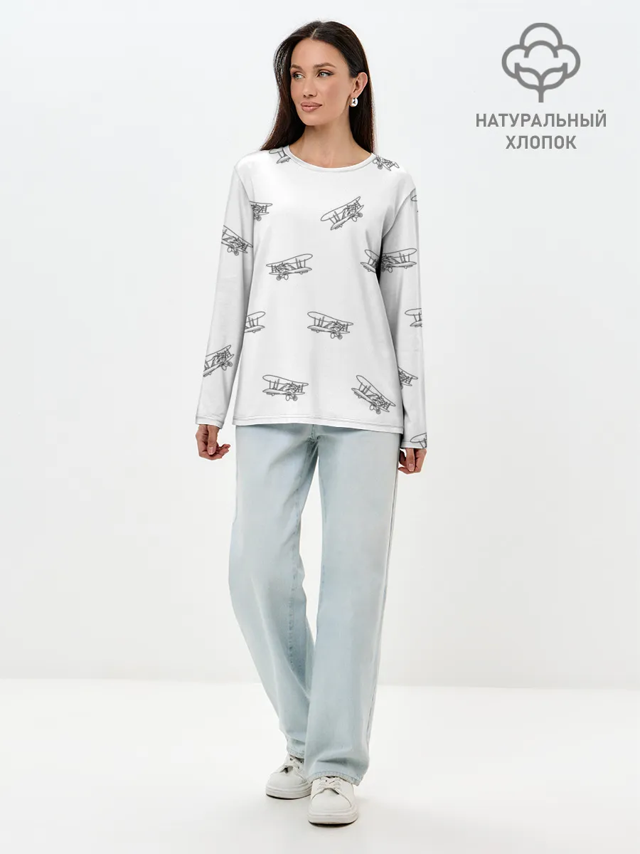 Лонгслив женский. Хлопок / Самолеты к бою!