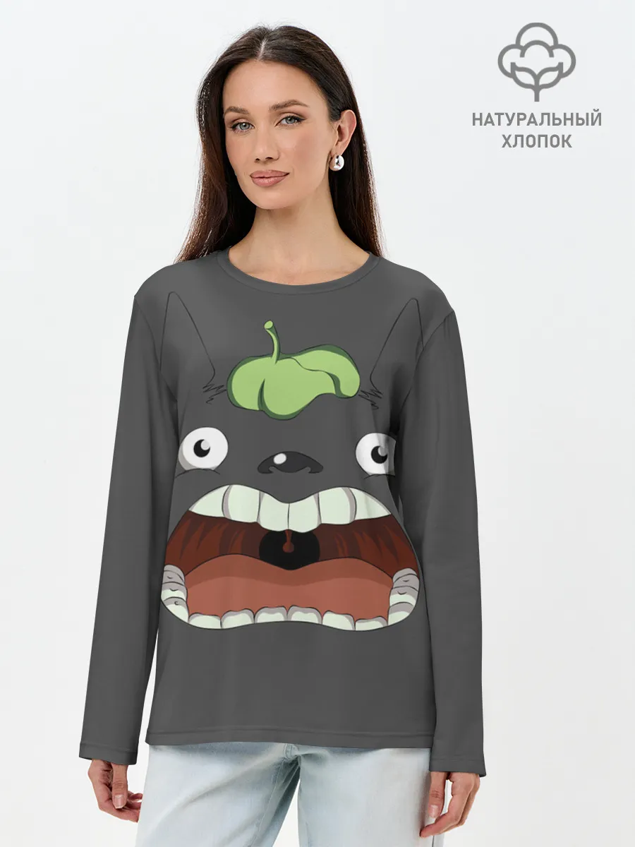 Лонгслив женский. Хлопок / Кричащий Тоторо