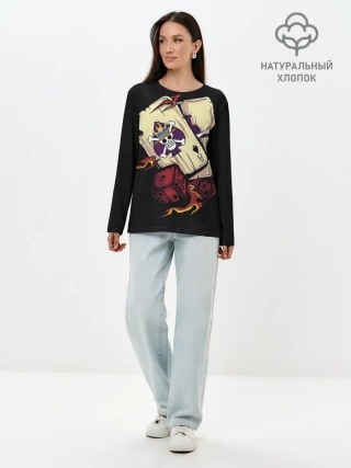 Лонгслив женский. Хлопок / Большой куш карты